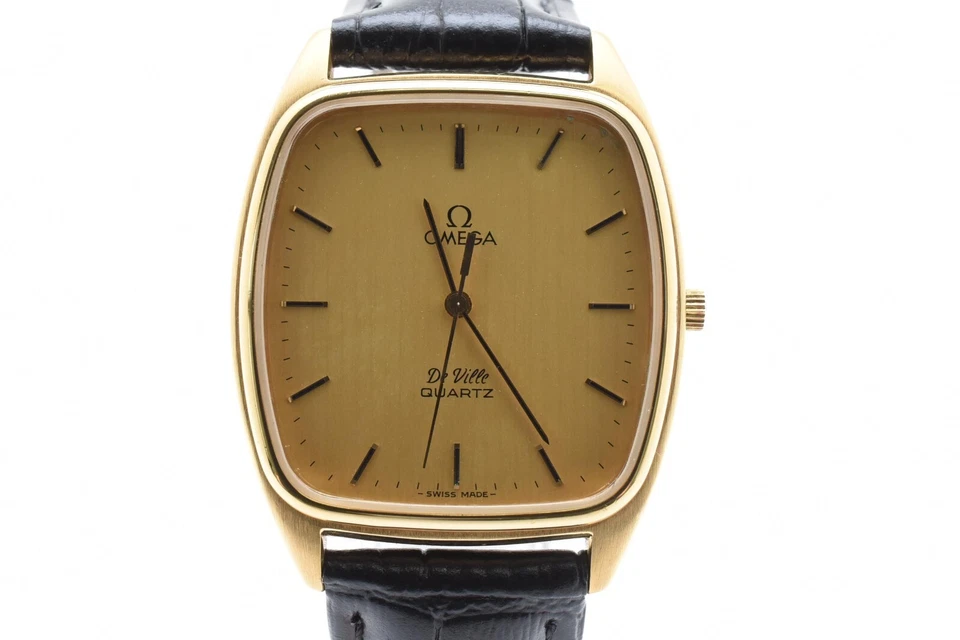Vintage [N MINT w/New Belt] OMEGA De Ville Cal.1336 Push Quartz Gold Men’s Watch - Image 3 of 4