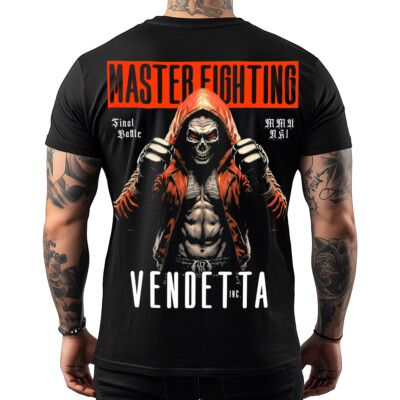 Vendetta Inc. Männer Shirt Rundhals kurzarm Skull Master Fighter schwarz VD-1364