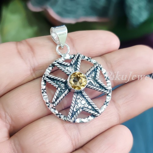 Pendentif En Argent 925 Avec Péridot Naturel - Fait Main En Inde - Neuf Sans Emballage