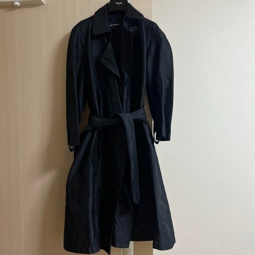 Giorgio Armani Black Trench Coat Size 38 Elegant Design Near Mint - Picture 2 of 13