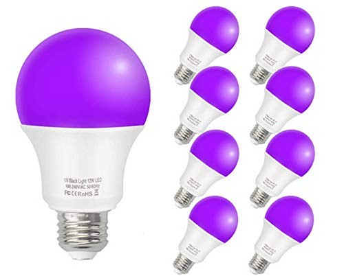 LED Black Light Bulbs,12W E26 Base(110V- 240V) UV Blacklight Bulb, Glow in Th...