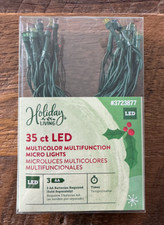 35 Count Multicolor Multifunction Micro Lights, Green Cord, Battery Operated