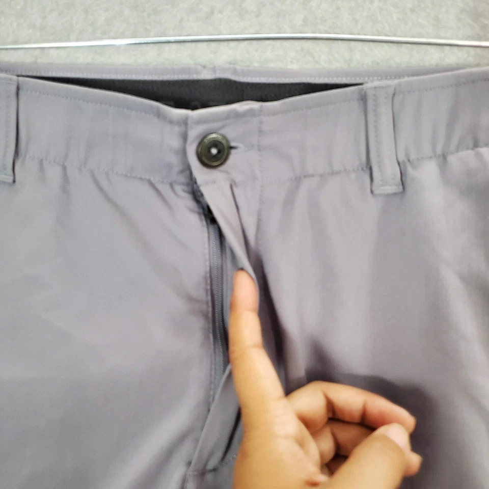 Pantalones Cortos Under Armour Hombre 32 Gris Chino Heatgear Nylon Bolsillos 9" Entrepierna LEER Foto 3 de 4