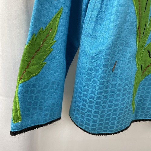 JULIA KIM Womens L Turquoise Blue Jacket Colorful Floral Button Front Lined - Picture 4 of 12