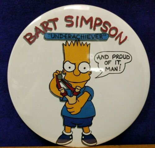 Vintage Sad BART SIMPSON Bummed Out Pin Enamel Pin Pinback 