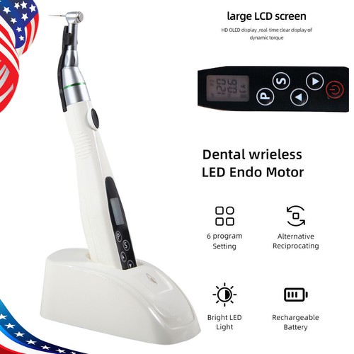 Motore Endo LED Wireless Dentale 16:1 Contra Angolo Endodontico Canale Radice USA - Foto 4 di 10