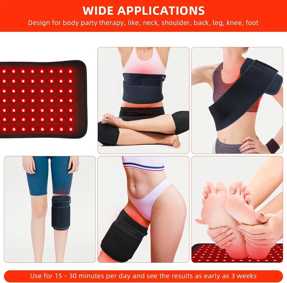 660nm Red &850nm Near Infrared Light Therapy Waist Wrap Pad Belt For Pain Relief - Image 4 of 4
