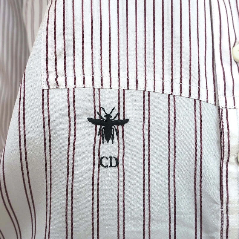 Christian Dior Striped Silk Blouse Cream/Red Size US 2 Long Sleeve Tunic Top - Image 2 of 4