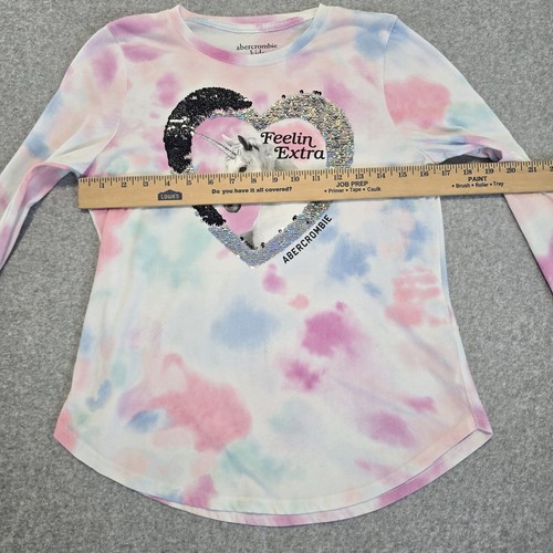Abercrombie Kids Girls 2pc Shirts 15/16 Tie Dye Unicorn Faux Fur School Kidcore - Picture 4 of 15