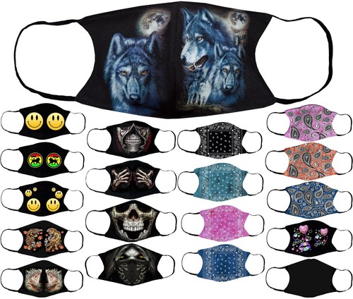 Adults Face Masks Cotton Glow in the Dark with Filter Pocket Reusable & Washable - Picture 70 of 159