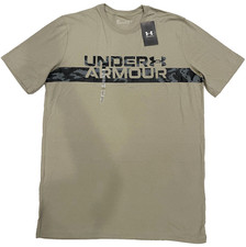 Under Armour Mens LGT Camo Chest Stripe Shirt Light Green/Gray T-Shirt Big Tall