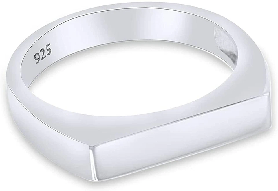 Stackable Signet Men's Ring 14k Gold Plated Sterling Silver 925 - Image 3 of 4