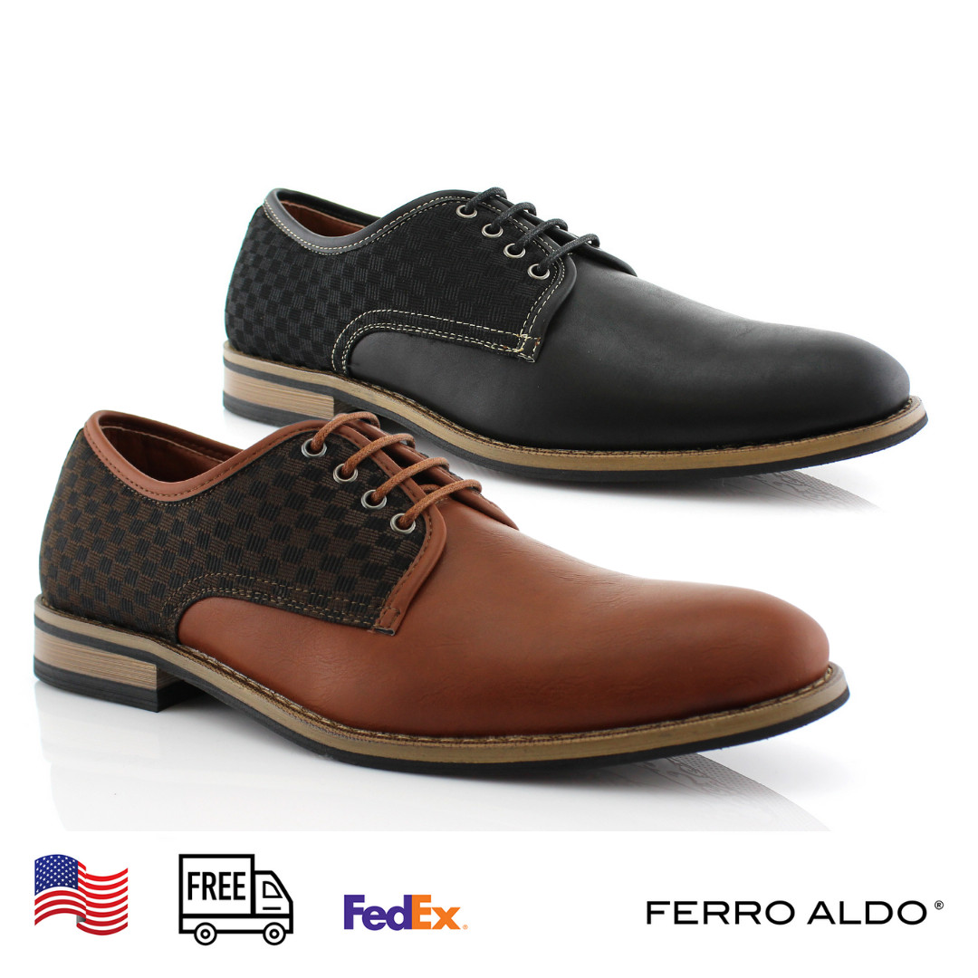 Ferro Aldo Men's Check Color Contrast Footwear Plain Toe Lace Up
