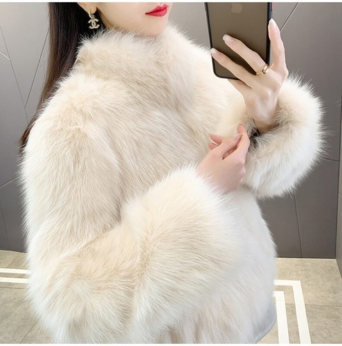 New Winter Imitation Fox Fur Stand Up Collar Coat Women's Short Thick Fur Coat - Picture 19 of 26