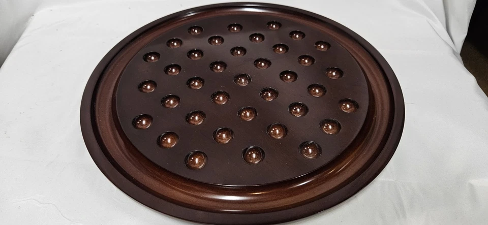 VTG The Bombay Company Wood Solitaire Game 1994 35 LRG Heavy Marbles 13.5” Board - Image 3 of 4