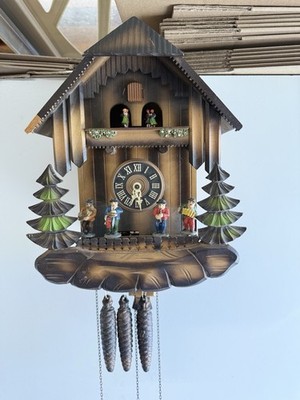 VTG West Germany Black Forest Cuckoo Clock Oompah Band *Read*