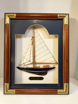 American 1851 Ship Half Hull Shadow Box American Cup First Winner 17.5x14 Inches