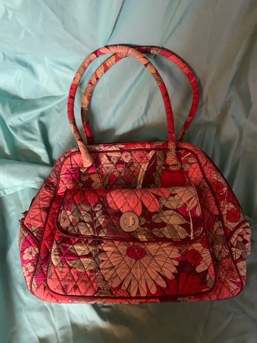 EUC Vera Bradley Red Coral Pink Floral Leaf 12 X 15 X 5 - Picture 8 of 9