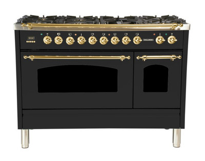 Hallman 48-in 7 Burners Freestanding Double Oven Dual Fuel Range Matt Graphite