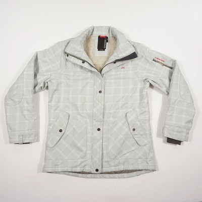 DIDRIKSONS 1913 Damen Jacke Gr. 44 Hellgrau Kariert Teddyfutter Winterjacke Über