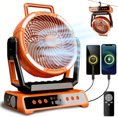 #ad 20000mAh Camping Fan Rechargeable Portable Fan with Remote LED Lights amp; 4 Speeds $25.99