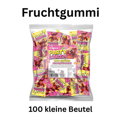 100x Party Bären Fruchtgummi Mini Beutel einzeln verpackt Süßigkeiten
