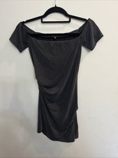 Lulu’s Off The Shoulder Mini Dress Xs Gray Sexy Party City Grunge