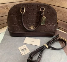 COACH F27597 Mini Sierra Satchel Signature Debossed Patent Leather Oxblood NWT
