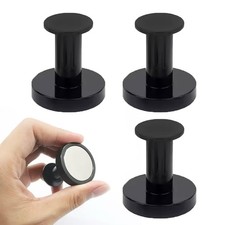 Strong Fridge Magnets, 4 Pack, 36x40mm Black, Heavy Duty Magnetic Push Pins f...