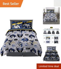7-Piece Batman Kids Bedding Set - Super Soft Comforter Sheet Set - Full Size
