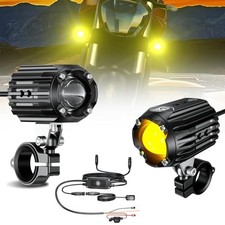 Motorcycle Auxiliary LED Light Driving Spotlights White/Amber Fog Lights with