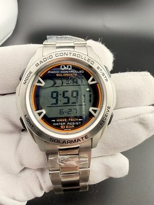 Rare Q&Q MHS7-200 Solarmate Radio Controlled Wave Tech Digital Watch, JDM