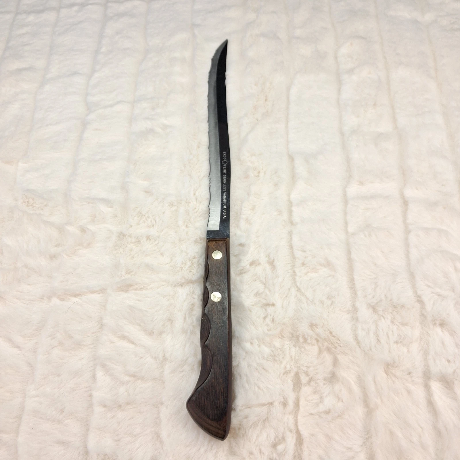 Ekco Flint VTG Stainless Vanadium USA Serrated Knife 13.5" Blade Vintage