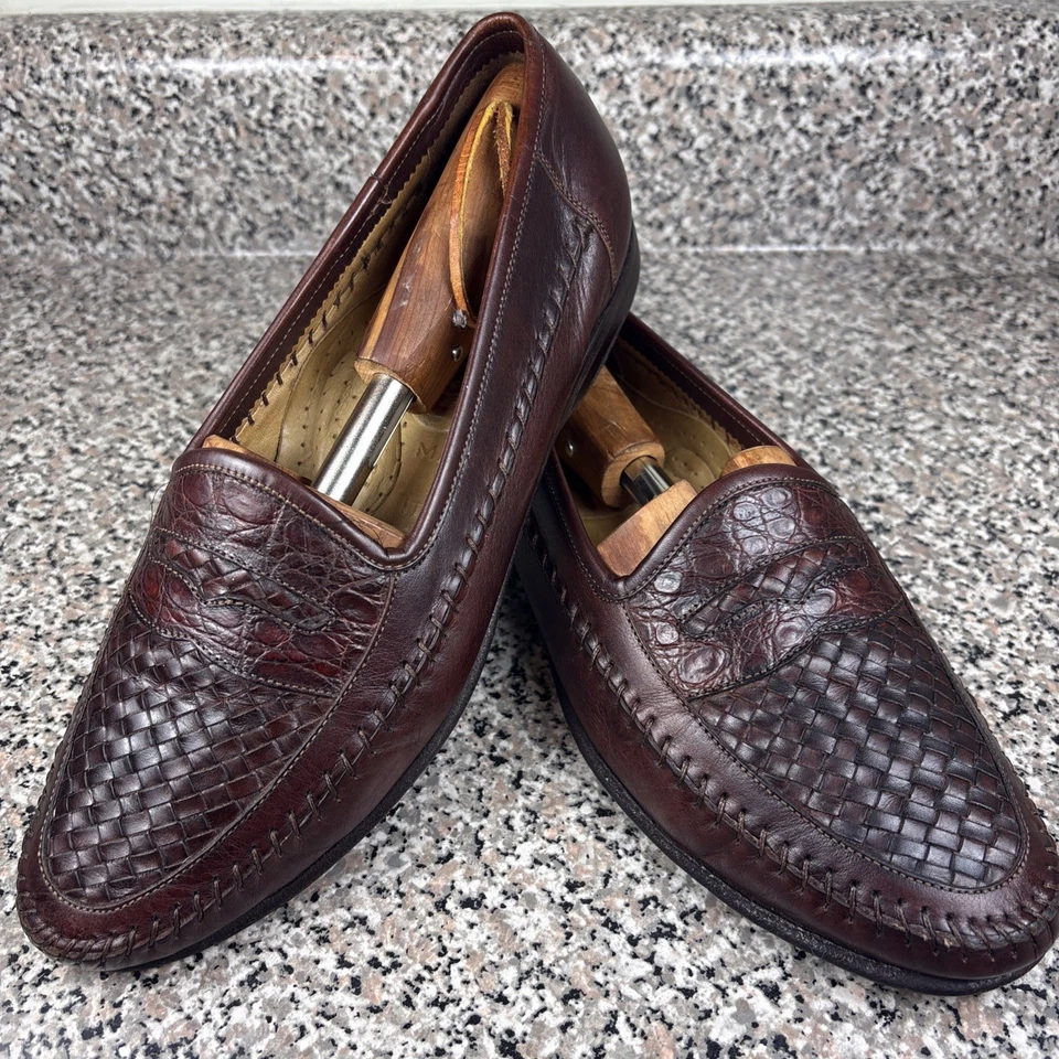 Mocasín Santoni Relajado Marrón Tejido Cuero Penney Hecho en Italia Para Mujer’s 7D En muy buen estado Foto 2 de 4