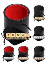 Spanish Poker Dice Set 16mm Dot K Q J 8 7 w/ PU Leather Dice Cup  Pouch Sets