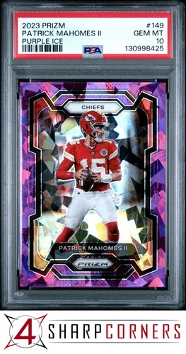 2023 PANINI PRIZM PURPLE ICE #149 PATRICK MAHOMES II #/225 PSA 10