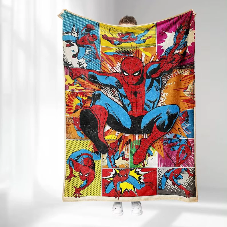 Spider-Man Blanket, Marvel Superhero, Retro Spiderverse Fleece Blanket
