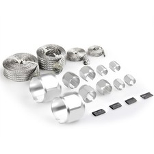Chrome Braided Hose Sleeve Kit Fuel Vacuum Radiator Heater Line Cover 4 Pieces