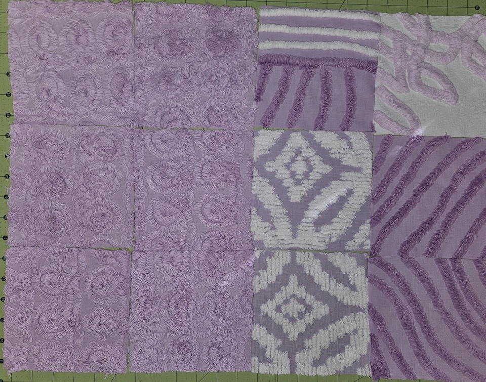 60 colcha de chenilla vintage cuadrada de 6 pulgadas azul, blanco, púrpura, rosa y amarillo Foto 4 de 4