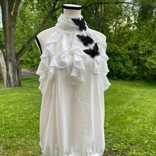 Vtg 00s Y2K fairy dramatic elegant tiered Ruffled Butterfly Applique Tunic xl