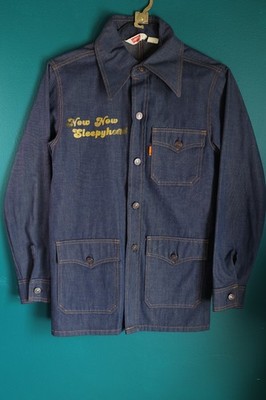 Vintage 70s Levis Denim Chore Jacket Orange Tab Point Collar