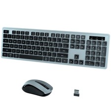Wireless Keyboard and Mouse Combo 2.4GHz Full Size Number Pad Black Gray Set