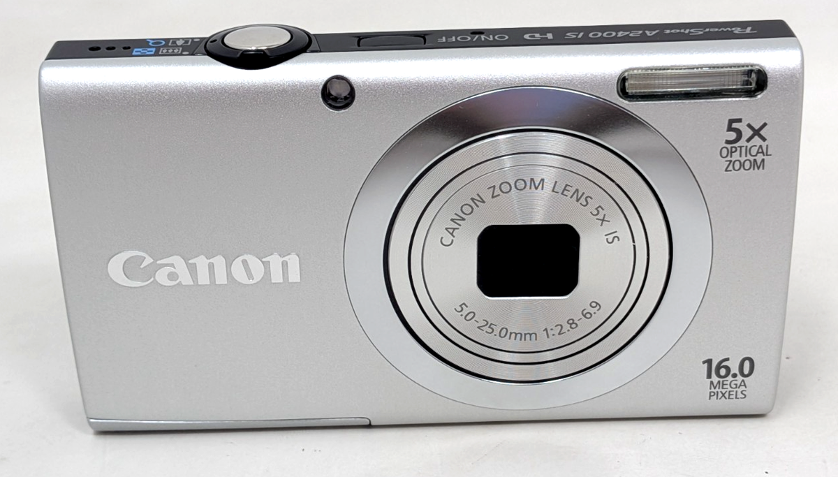Vintage Canon PowerShot A2400 IS HD Silver 16 MP 5X Optical Zoom