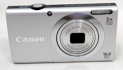 Vintage Canon PowerShot A2400 IS HD Silver 16 MP 5X Optical Zoom