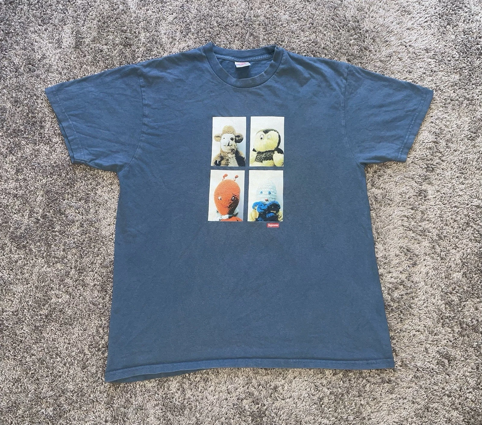 T shirt jeunesse Supreme Mike Kelley Ahh taille L bleu ardoise 