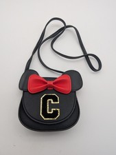 Girls Mini Crossbody Bag Personalized Initial Purse with Cute Mouse Ear Bowknot