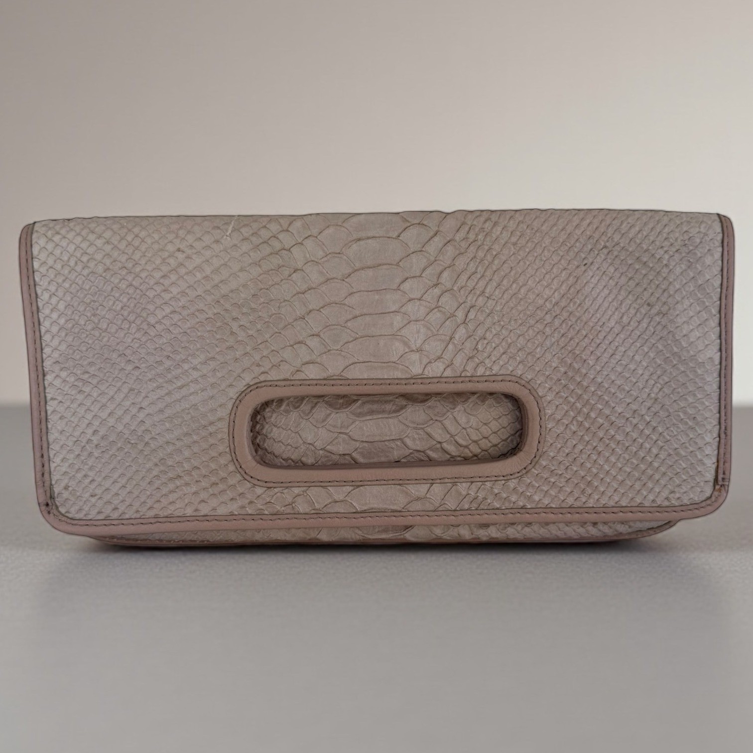 Coach Blush Python Embossed Leather Fold Over Clu… - image 1