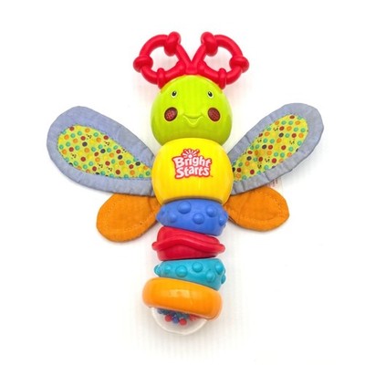 Bright Starts Twisty Bug Dragonfly Butterfly Rattle Light Up Take Along Baby Toy