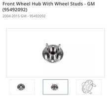 Genuine GM Front Wheel Hub with Wheel Studs 95492092