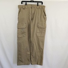 Duluth Trading Flex Fire Hose Cargo Pants Men's Beige Relaxed Workwear 36 x 32